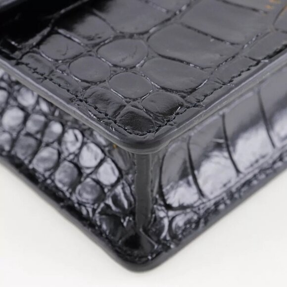 BALENCIAGA Mini Shoulder Shoulder Bag 2-way clutch black Embossed Leather ... - Picture 8 of 9